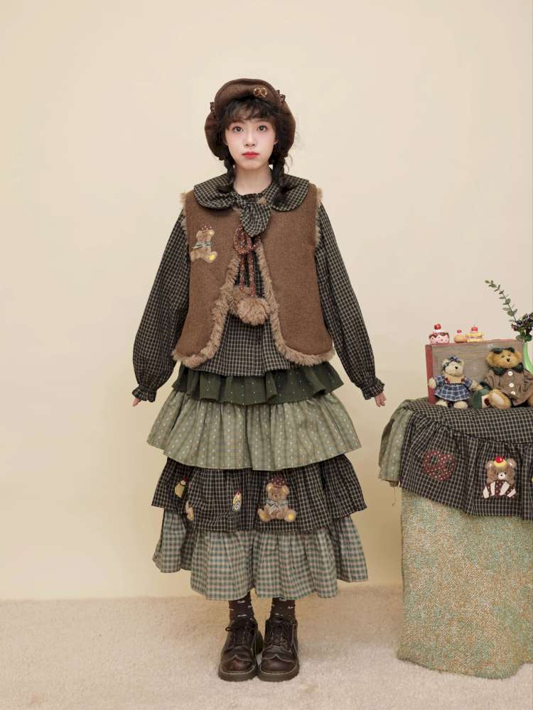 Vintage Girl Bear Dessert Cake Skirt【s0000014843】