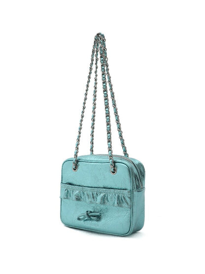 Cowhide Chain Lace Square Bag【s0000016414】