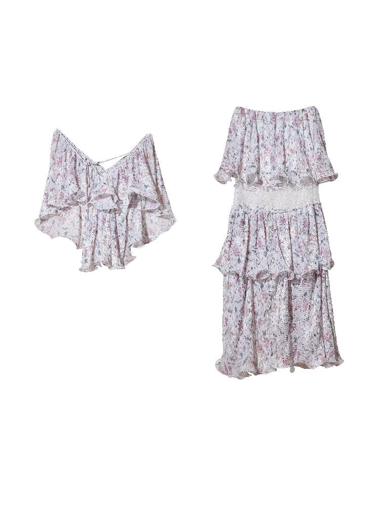 Retro Wilderness Floral Ruffled Dress【s0000016861】