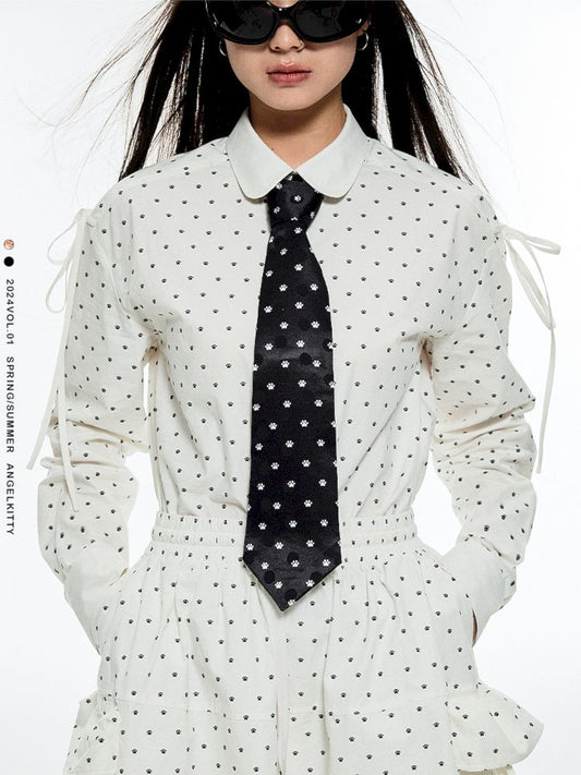 Furry Smash Pattern Printed Dot Tie【s0000006303】