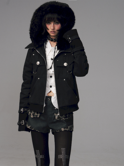 Vintage Sand Wash Detachable Hood Jacket【s0000014703】