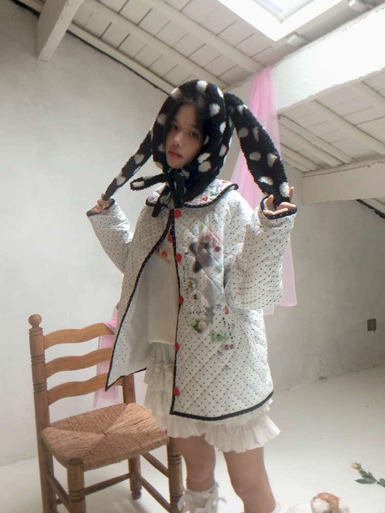 Notebook-Style Printed Cat Cotton Coat【s0000014527】