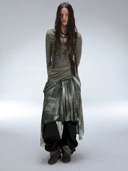 Mysterious Castle Print Mesh Skirt【s0000014716】