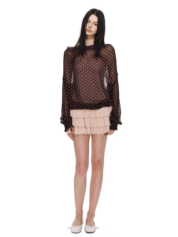 Polka Dot Bat Sleeve Cake Skirt【s0000015868】
