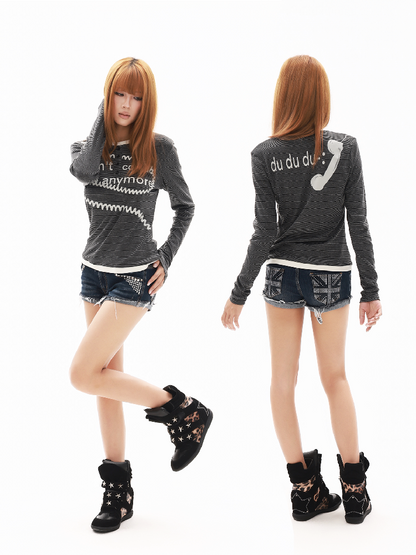 Slogan Silkscreen Print T-Shirt【s0000018318】
