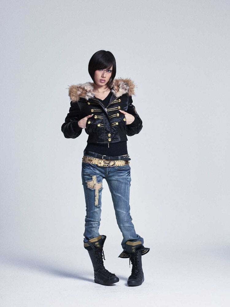 Fur Collar Hooded Cropped Jacket【s0000015561】