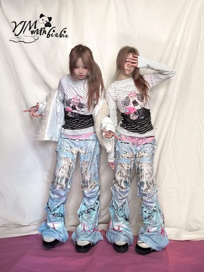 Graffiti Pleated Hottie Low Rise Pants【s0000011946】