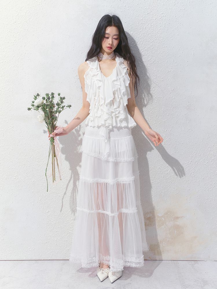 Semi-Sheer Vibe Halter Long Skirt【s0000012158】
