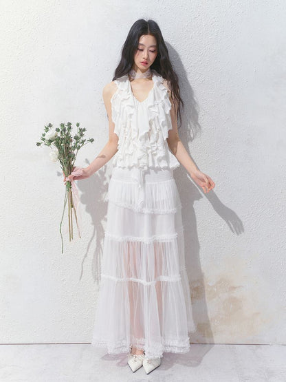 Semi-Sheer Vibe Halter Long Skirt【s0000012158】