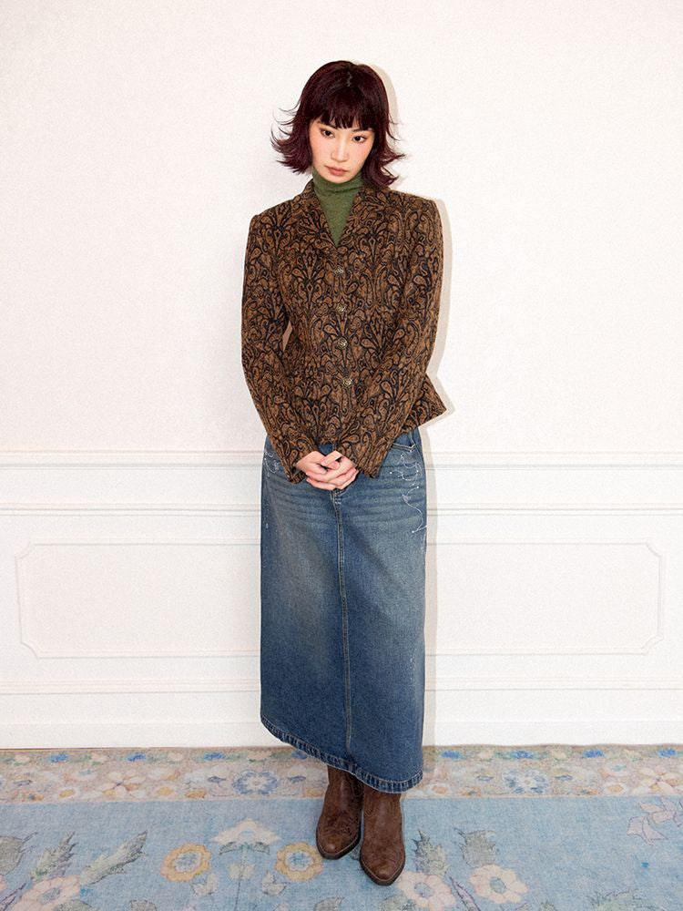 Low- Waisted Denim Mid-Length Half Skirt【s0000011643】