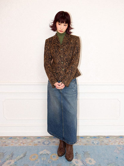 Low- Waisted Denim Mid-Length Half Skirt【s0000011643】