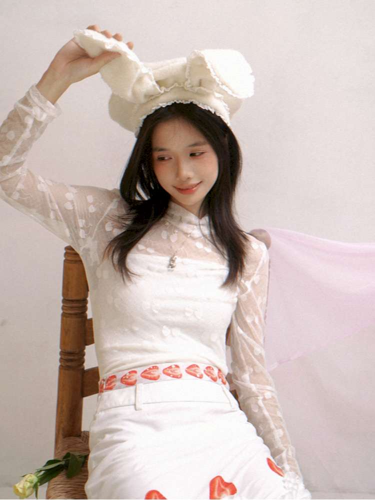 Cherry Jacquard High-Neck Base Shirt【s0000014937】