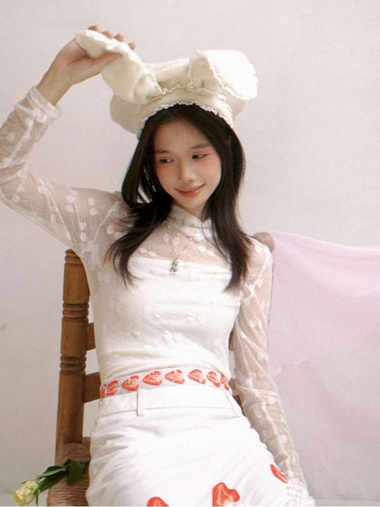 Cherry Jacquard High-Neck Base Shirt【s0000014937】