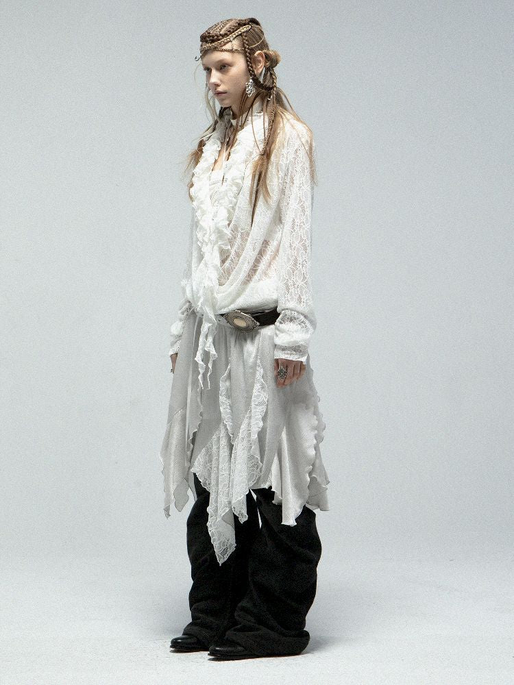 Ruffle Loose Romantic Lace Shirt【s0000011835】