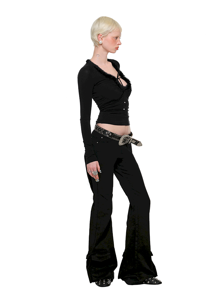 Washed Canvas Retro Flared Pants【s0000011574】