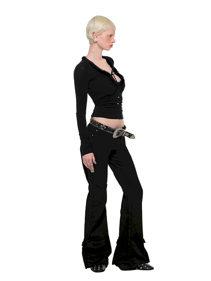 Washed Canvas Retro Flared Pants【s0000011574】