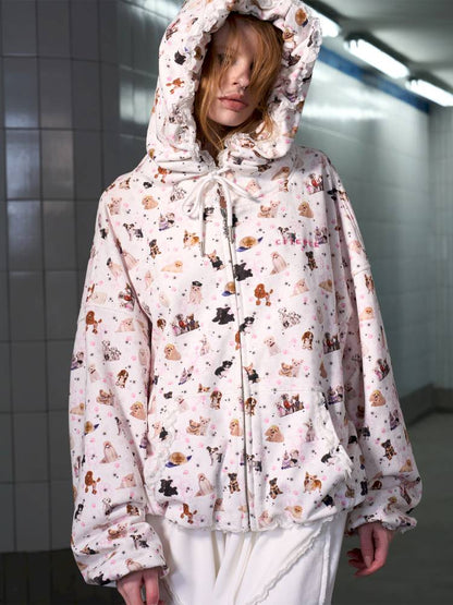 Puppy Print Sweatshirt Jacket【s0000014413】
