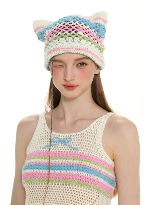 Hand crocheted knit hat【s0000008635】