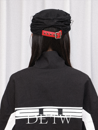 Vintage Pleated Metal Brooch Flat Hat【s0000019114】