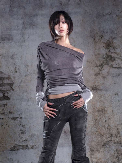 Off-the-shoulder knit top【s0000014488】