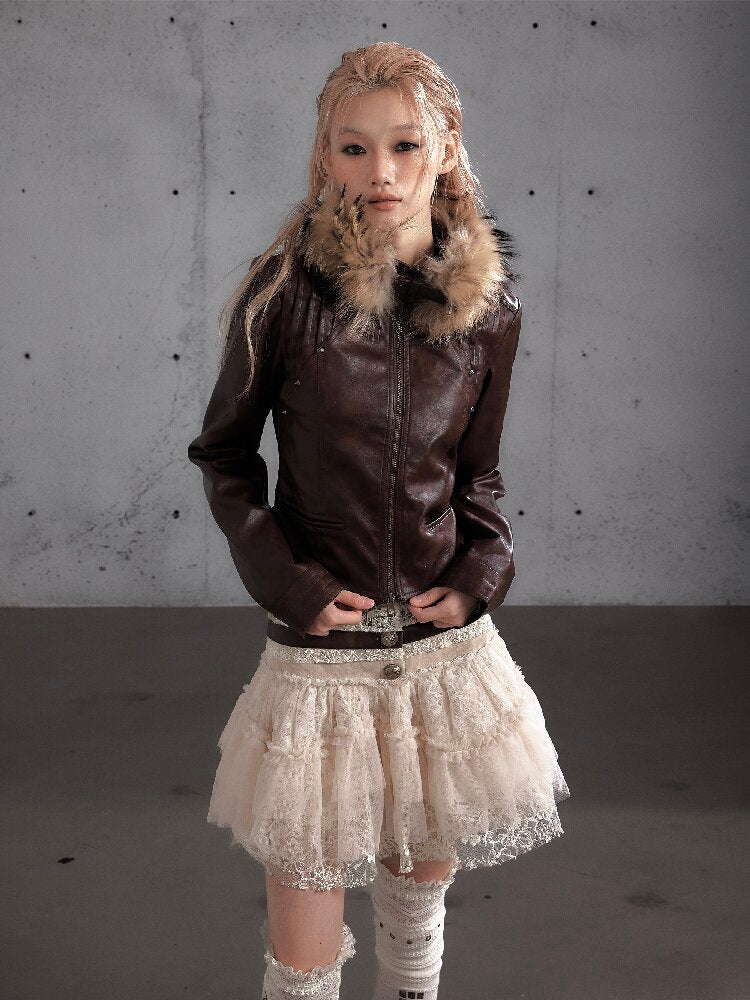 Riveted PU Leather Split Jacket【s0000019156】