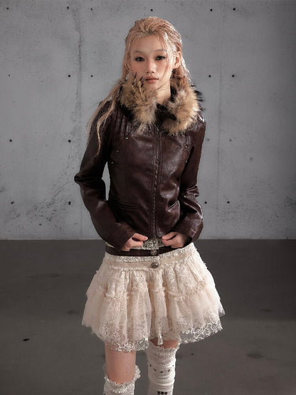 Riveted PU Leather Split Jacket【s0000019156】