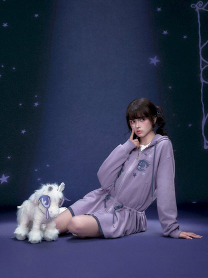 Purple Comic Eye Sweatshirt Dress【s0000015439】