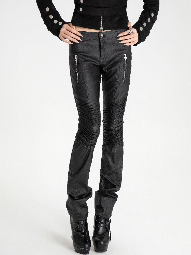 Wax Coating Multi-Zip Skinny Pants【s0000019097】