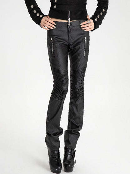 Wax Coating Multi-Zip Skinny Pants【s0000019097】