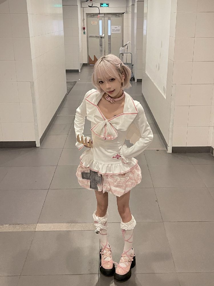 Lace Large Embroidered Bow Tops T-Shirt【s0000011844】