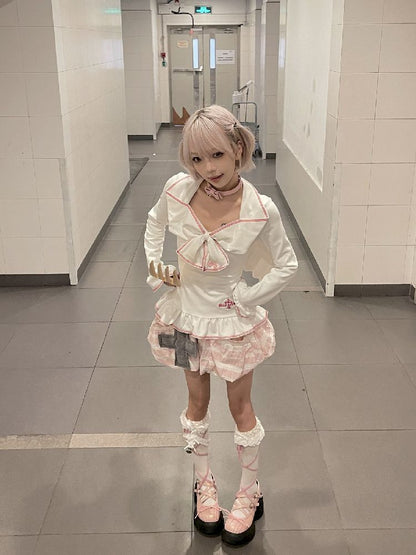 Lace Large Embroidered Bow Tops T-Shirt【s0000011844】