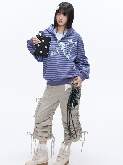 Vintage Striped Hooded Sweatshirt【s0000016380】