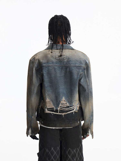 Destroyed Panelled Denim Jacket【s0000015180】