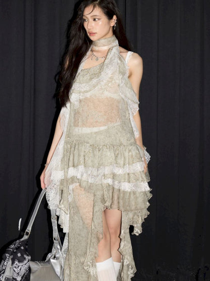 Embroidery Two Piece Neck Vest Dress【s0000013213】