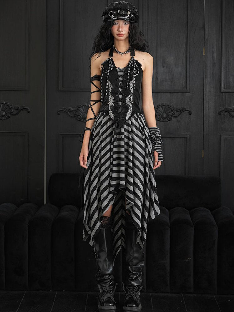 Striped Irregular Two Piece Skirt【s0000018176】
