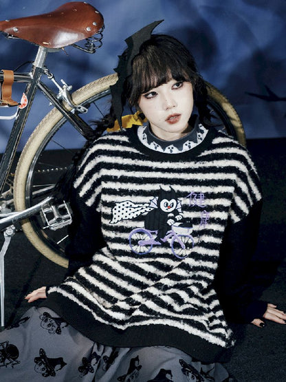 Striped Plush Colorblock Sweatshirt【s0000011560】