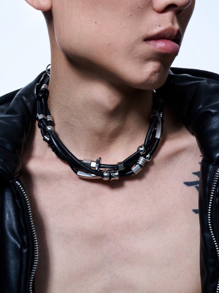 High-End Leather Beaded Necklace【s0000018832】