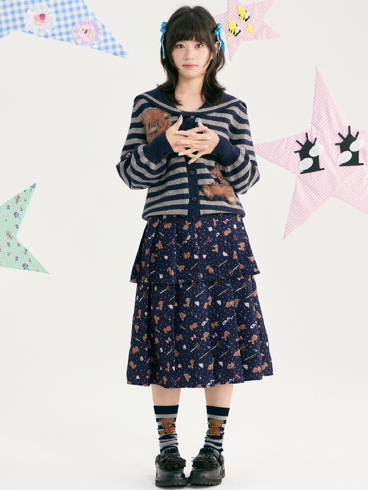 Bear Floral Pleated Short Skirt【s0000018723】
