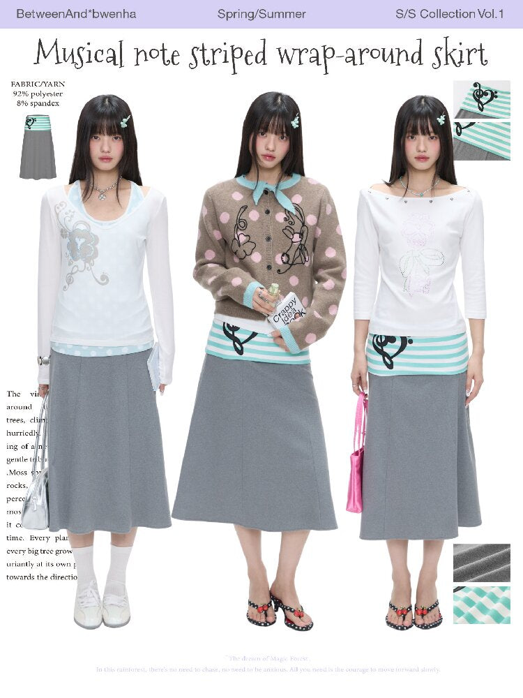 Color Blocking Striped Midi Skirt【s0000016383】