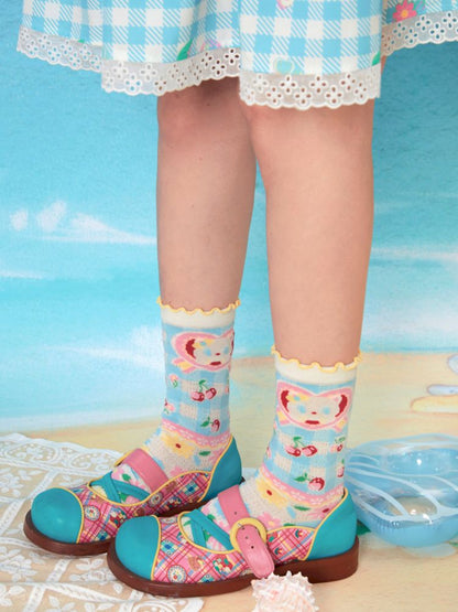 Plaid Cat Beauty Mid-calf Socks【s0000009063】