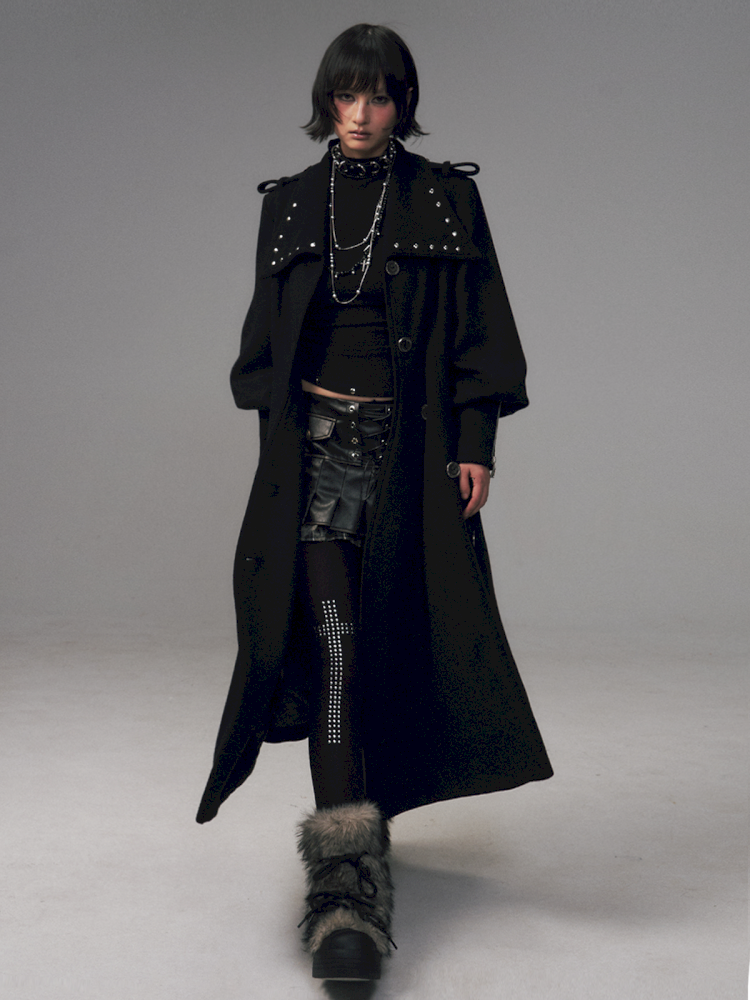 Dark A-Line Temperament Wool Coat【s0000014707】