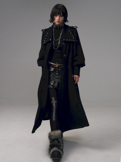 Dark A-Line Temperament Wool Coat【s0000014707】