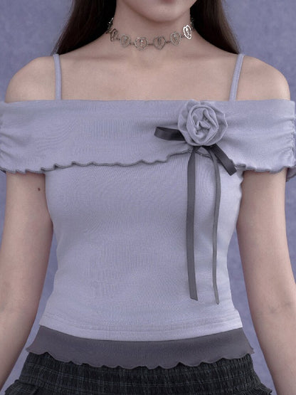 Rose Rainfall Off-the-Shoulder Top【s0000017270】