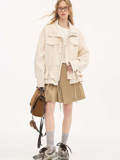 Stand-up Collar Drawstring Hem【s0000015415】