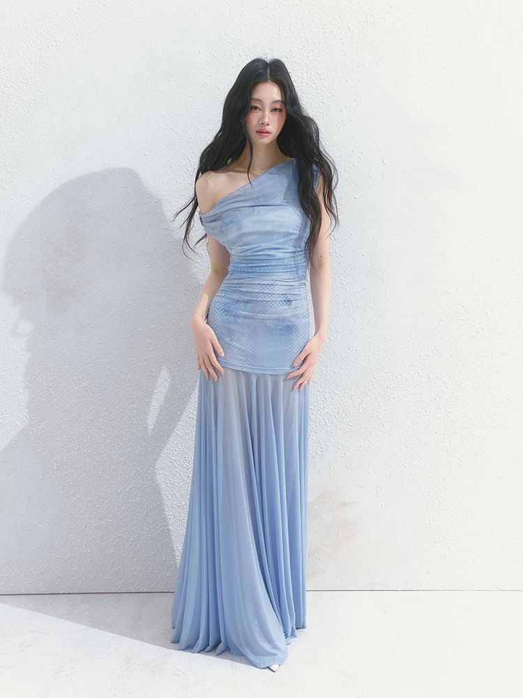 Tansparent a-line tulle dress【s0000012149】