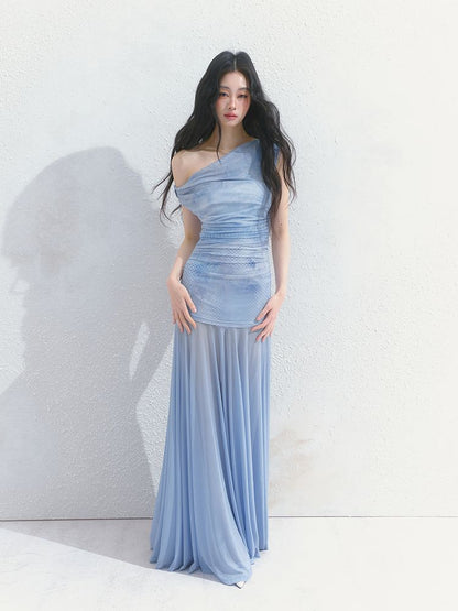 Tansparent a-line tulle dress【s0000012149】