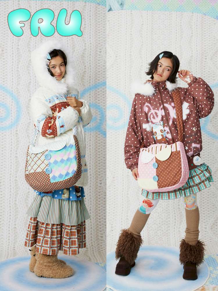 Two-Color Print Cute Quilted Cotton Bag【s0000014853】