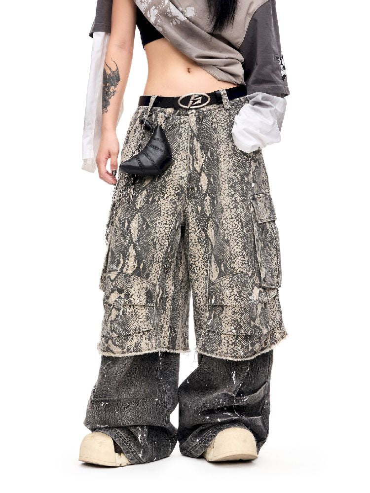 Splash Ink Washed Straight Leg Work Pants【s0000011692】