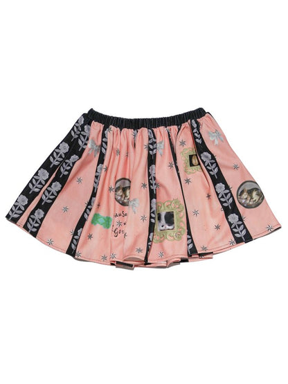 Metallic floral print vintage-inspired skirt【s0000013514】