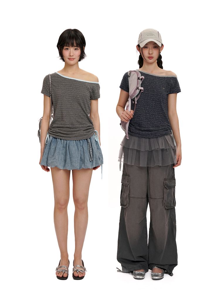 Drawstring Short Sleeve T-Shirt【s0000012496】